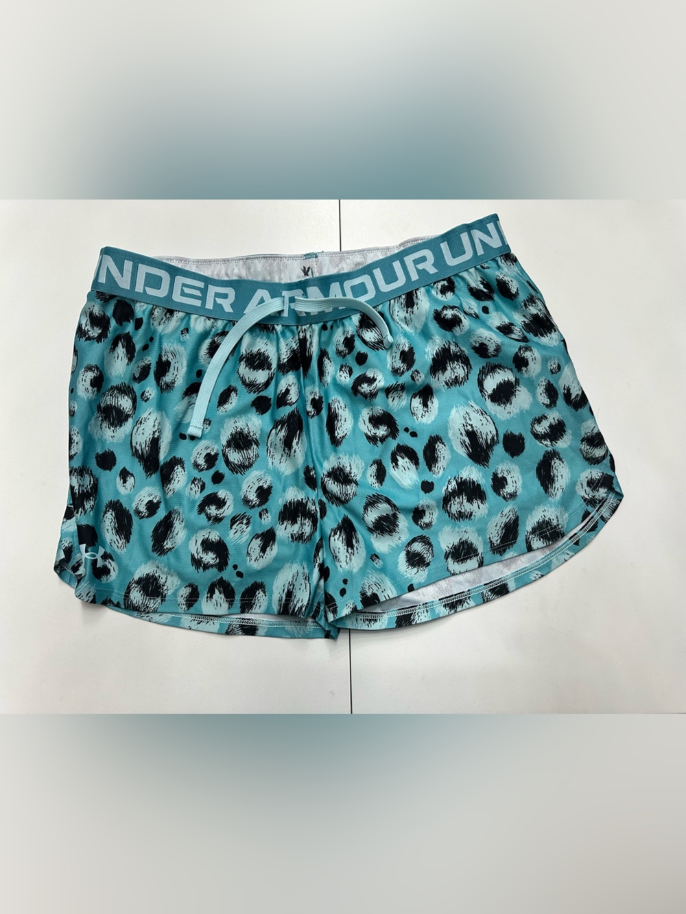 Under Armour Teal Leopard-Print Running Shorts